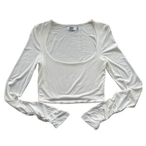 Tiger Mist White Long Sleeve Crop Top Size Small